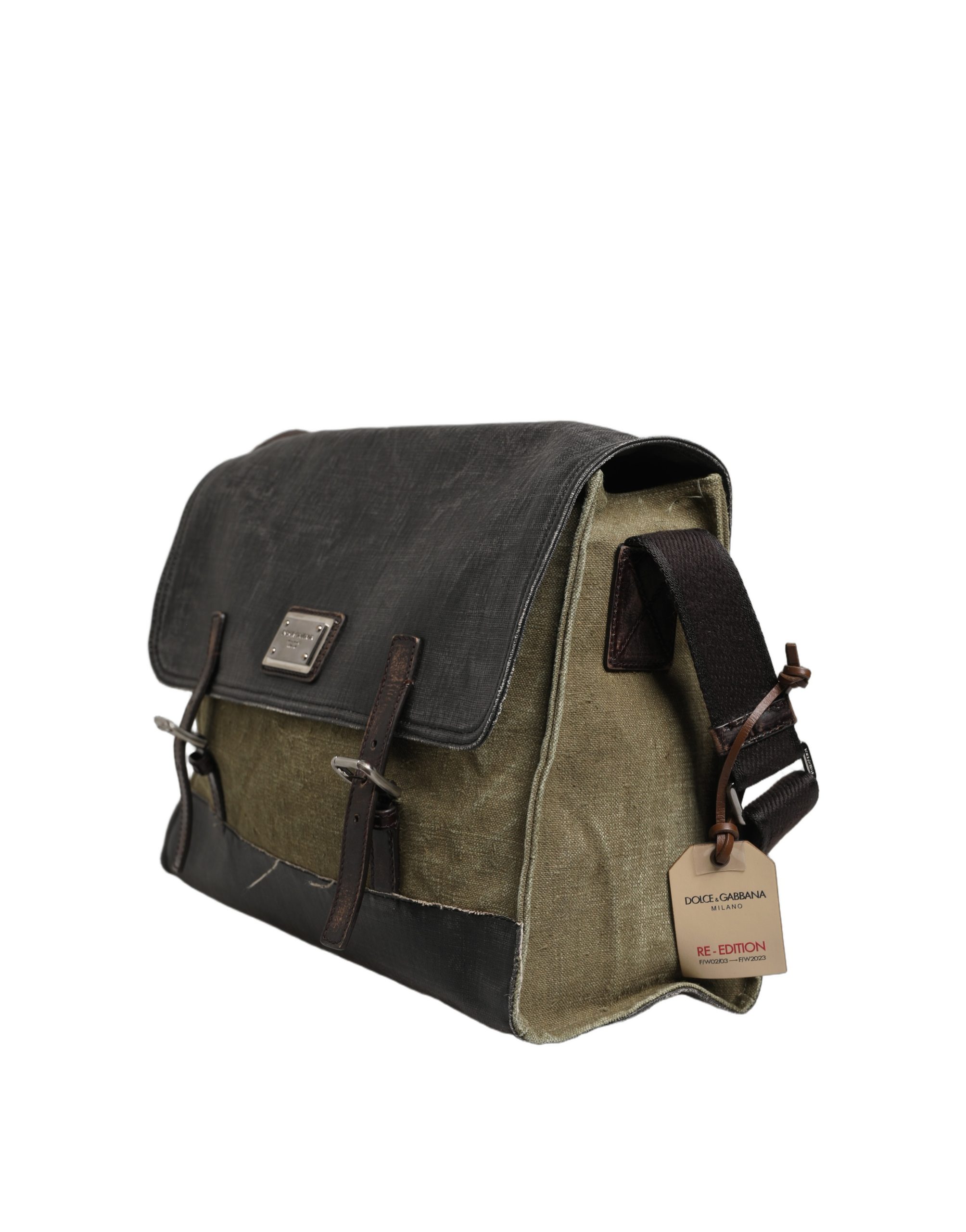 Dolce & Gabbana Military Green Two Tone Messenger Shoulder Borse Men Bag - Image 3