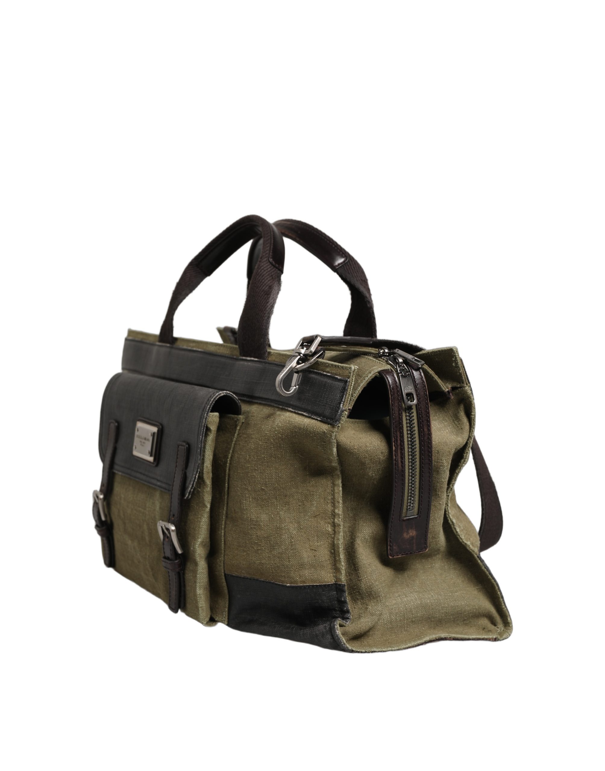 Dolce & Gabbana Military Green Two Tone Tote Duffel Shoulder Borse Bag - Image 3