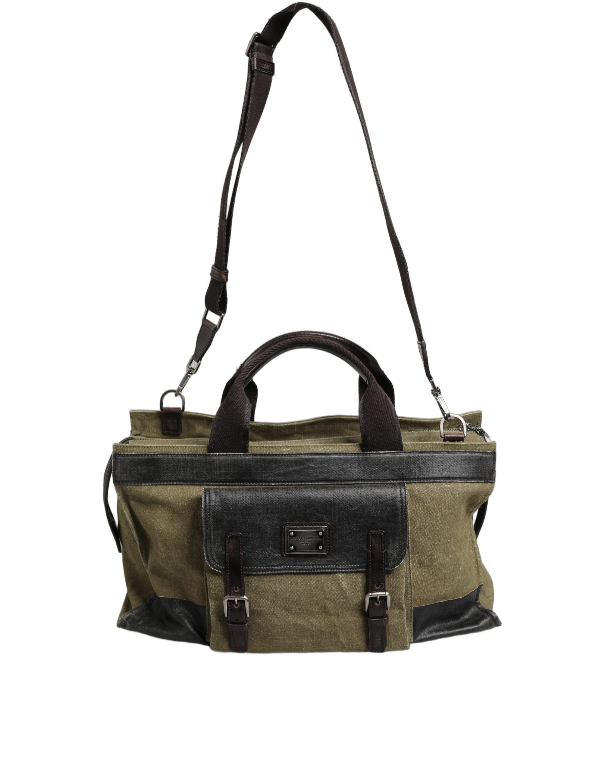 Dolce & Gabbana Military Green Two Tone Tote Duffel Shoulder Borse Bag - Image 6