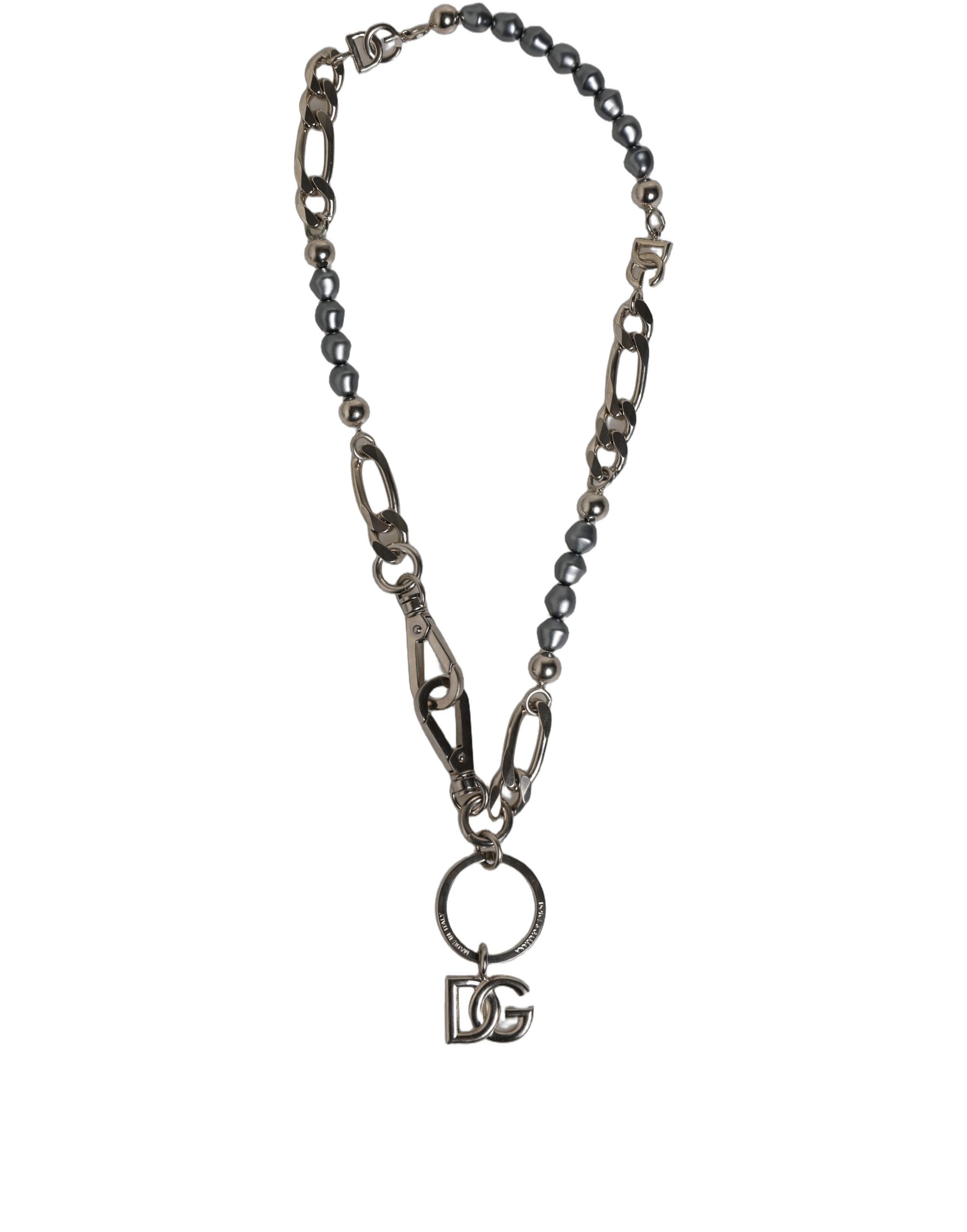 Dolce & Gabbana Silver Tone Chain Signature DG Logo Pendant Necklace - Image 2