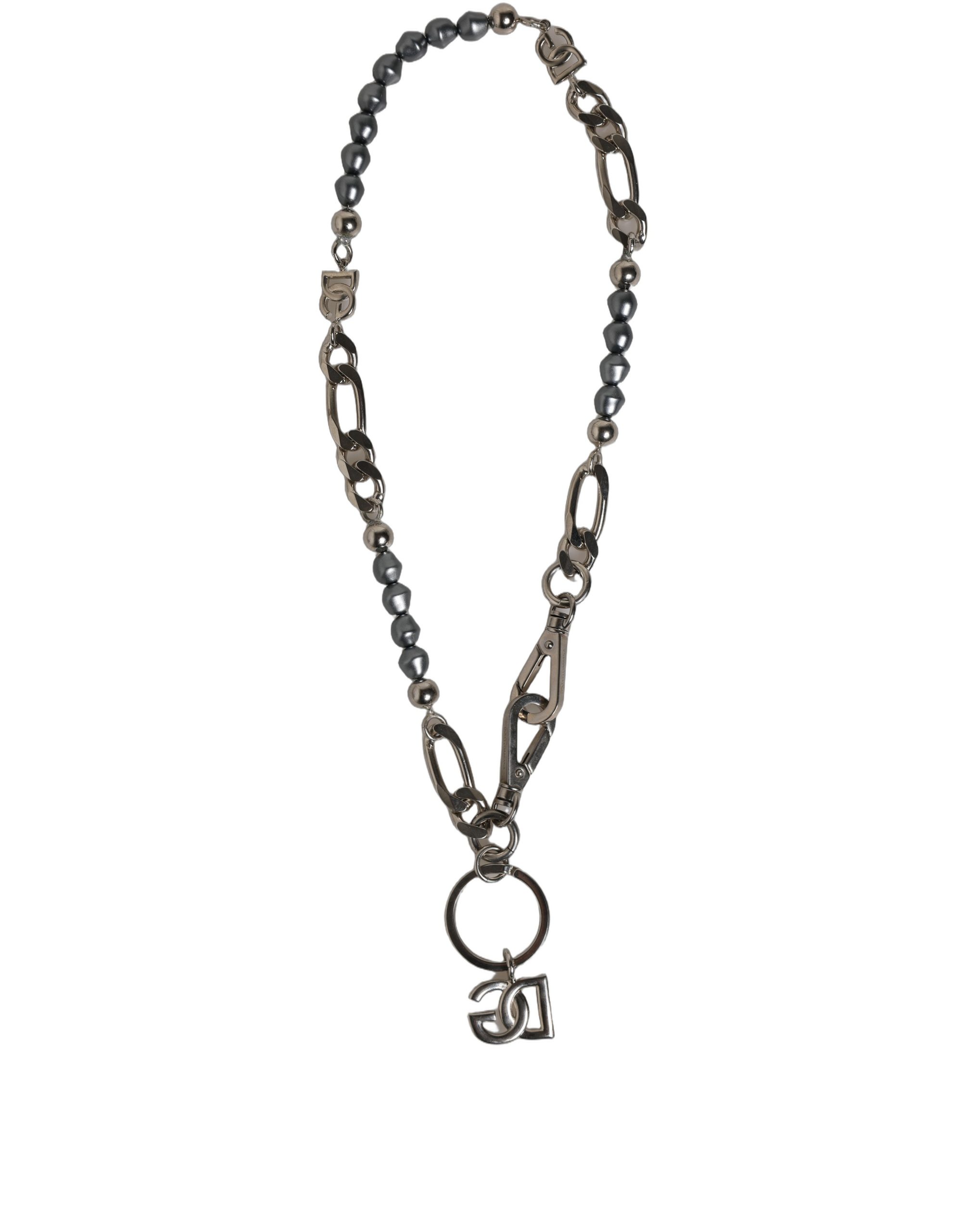 Dolce & Gabbana Silver Tone Chain Signature DG Logo Pendant Necklace - Image 5