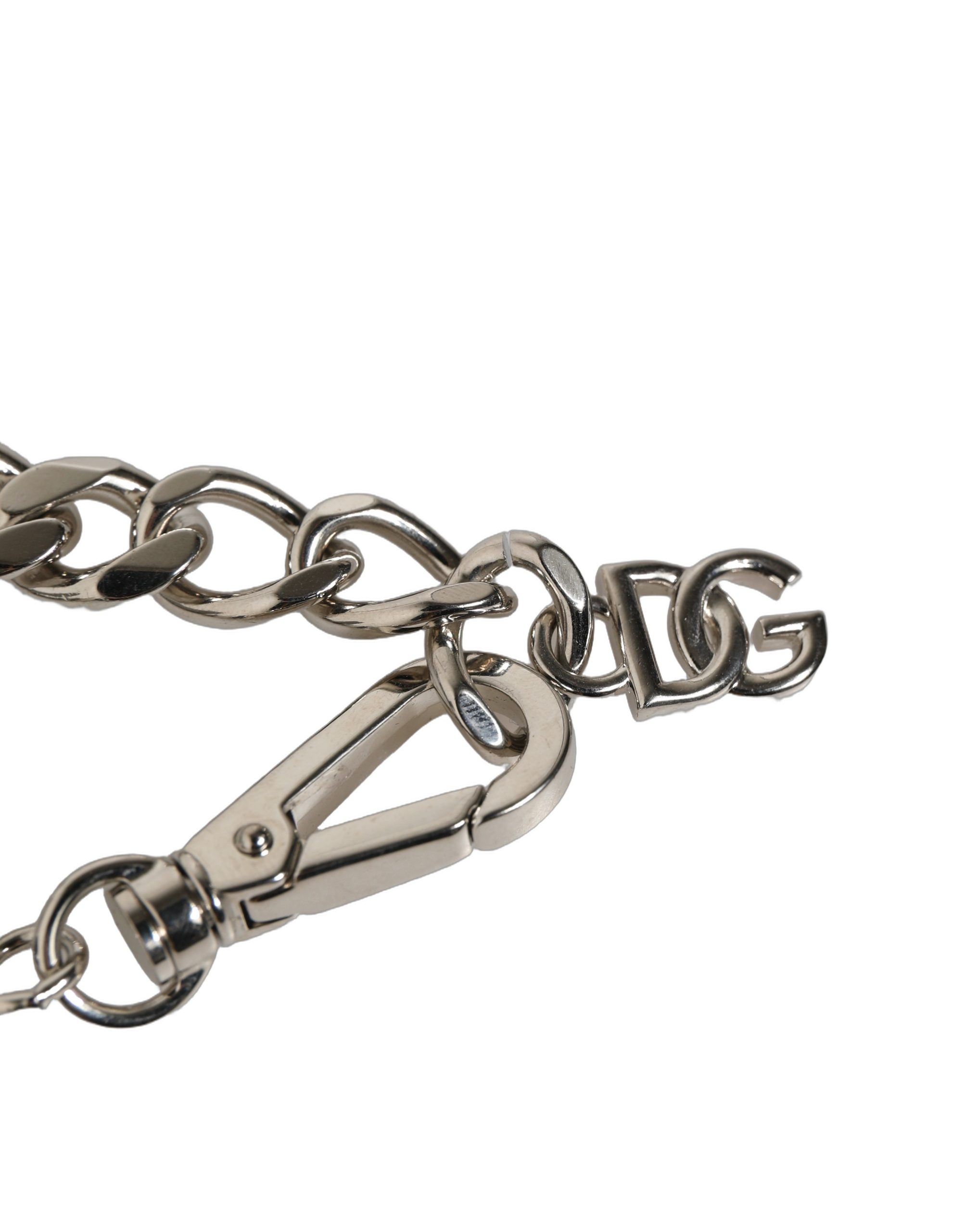 Dolce & Gabbana Silver Tone Brass Beaded Shell DG Logo Pendant Bracelet - Image 5