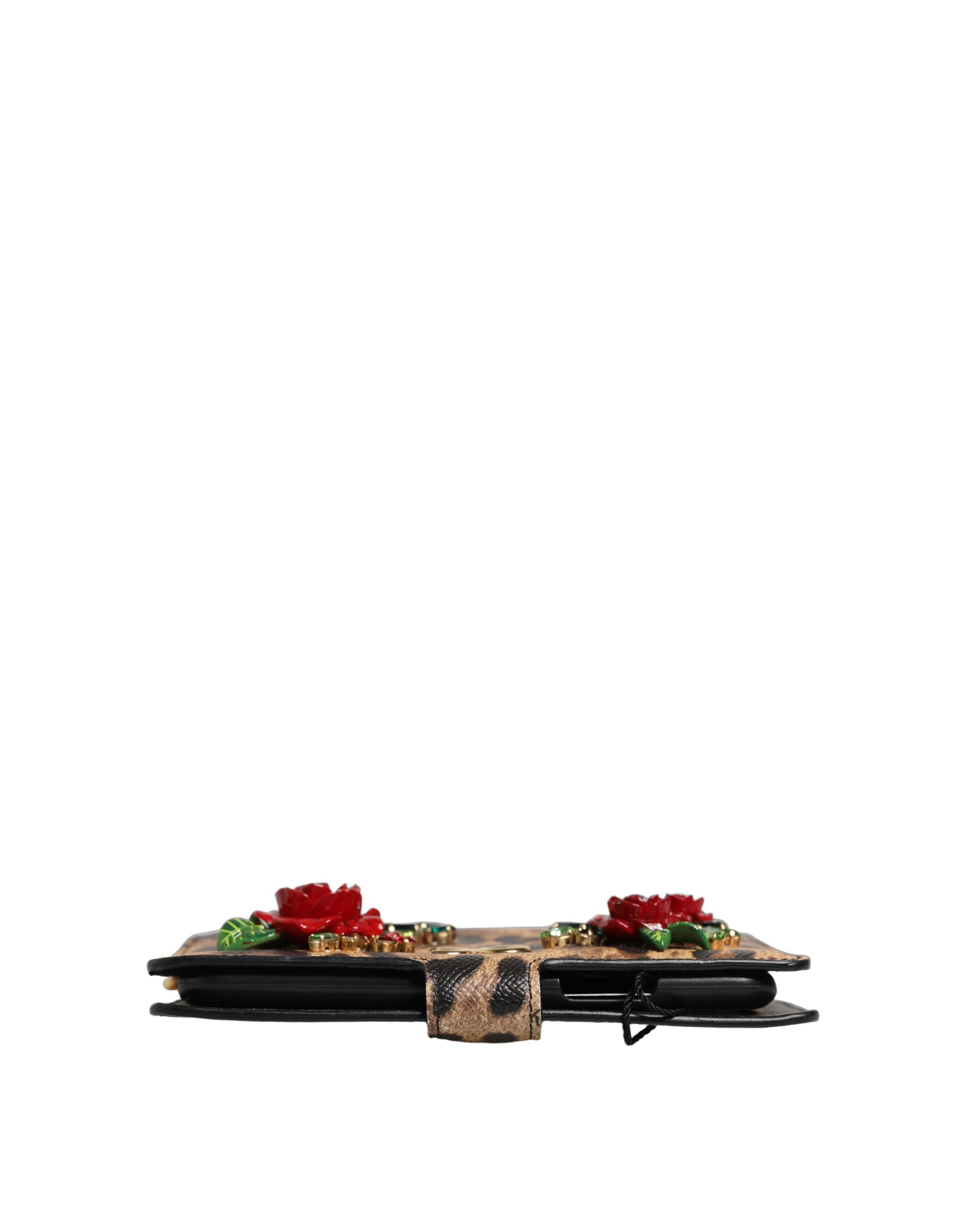Dolce & Gabbana Flip Cover Brown Leopard Crystal iPhone X - XS Case - Image 4