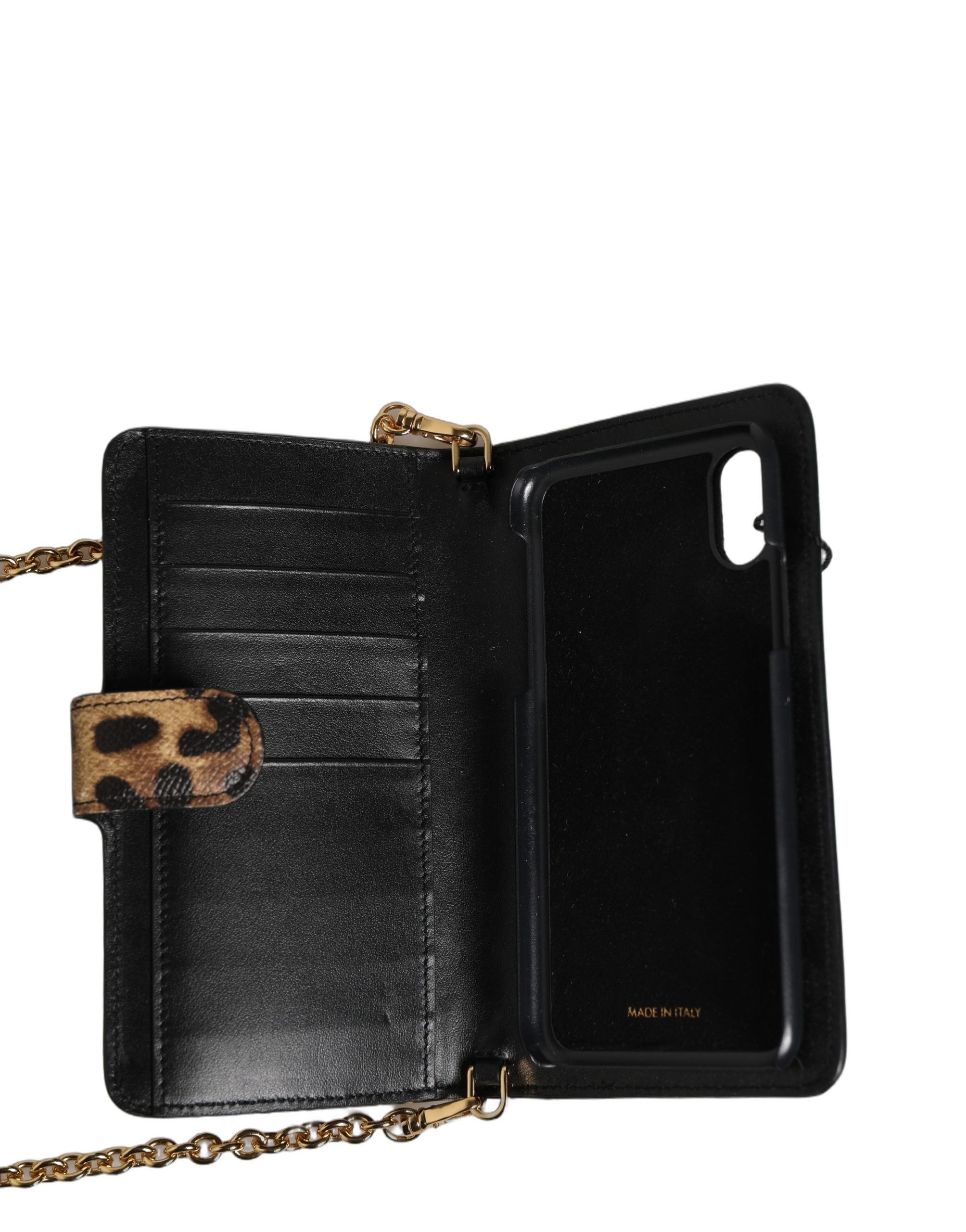 Dolce & Gabbana Flip Cover Brown Leopard Crystal iPhone X - XS Case - Image 5