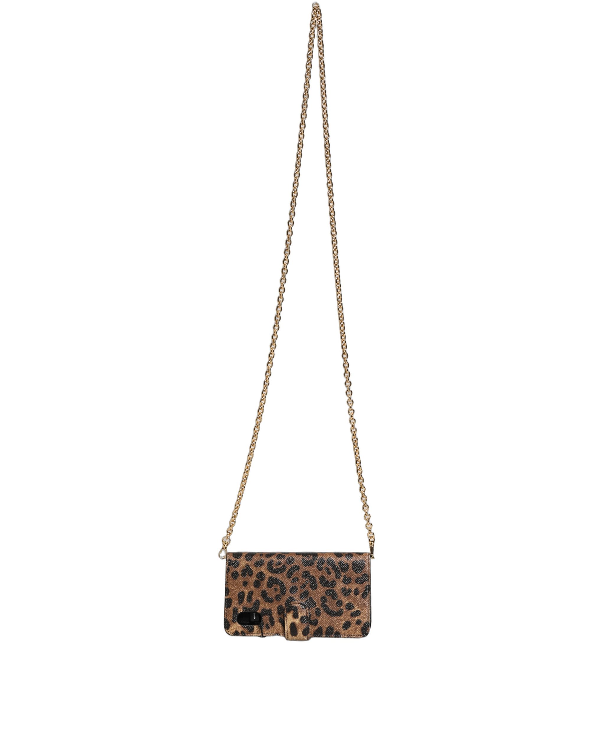 Dolce & Gabbana Flip Cover Brown Leopard Crystal iPhone X - XS Case - Image 3