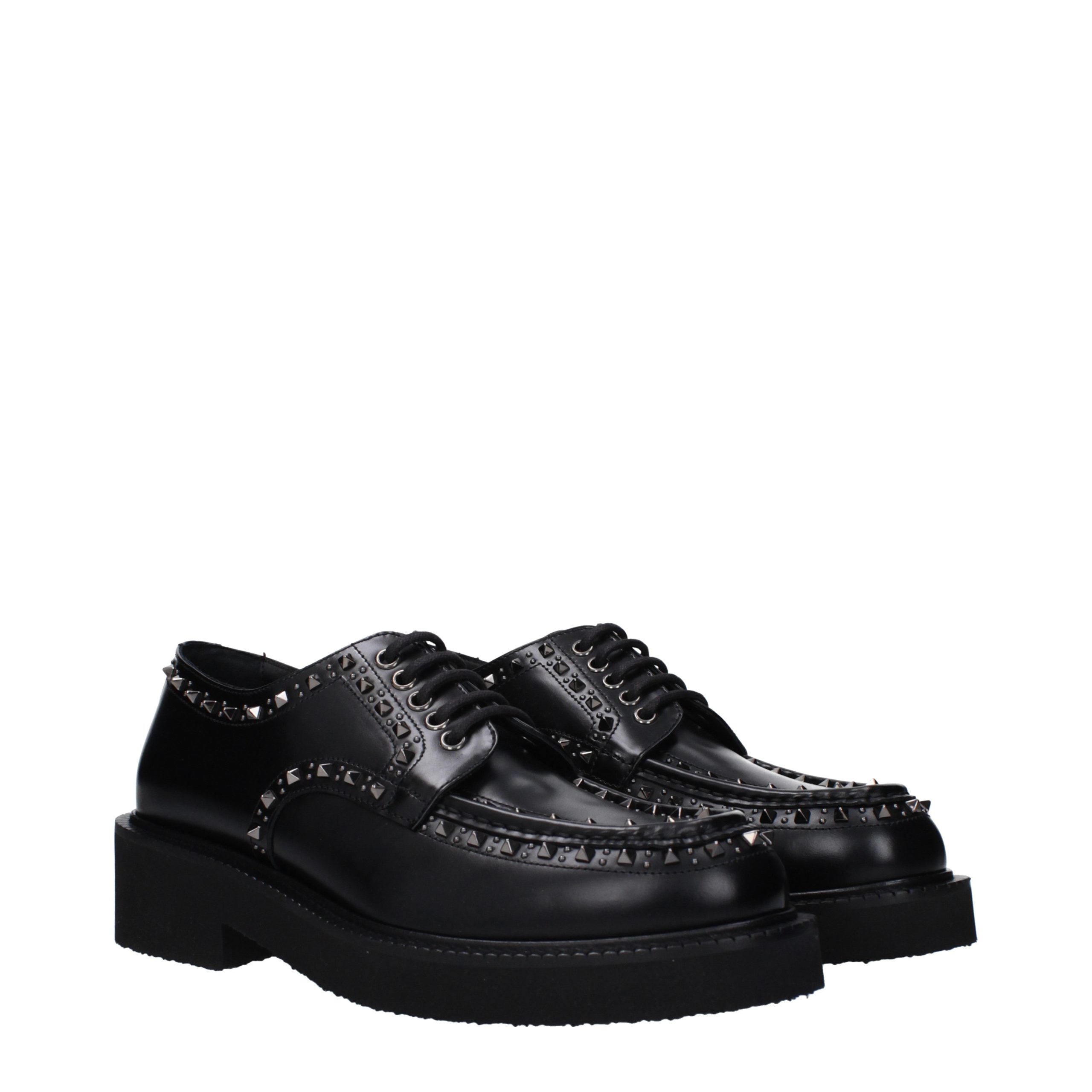 Valentino Garavani Black Leather Oxfords And Derbies - Image 2