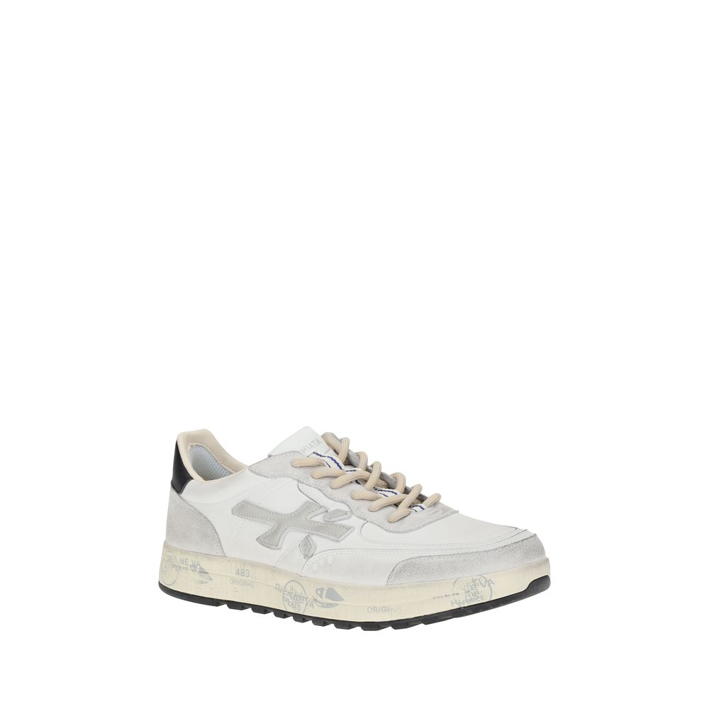 Premiata White Calf Leather Bos Taurus Low Top Sneakers - Image 2