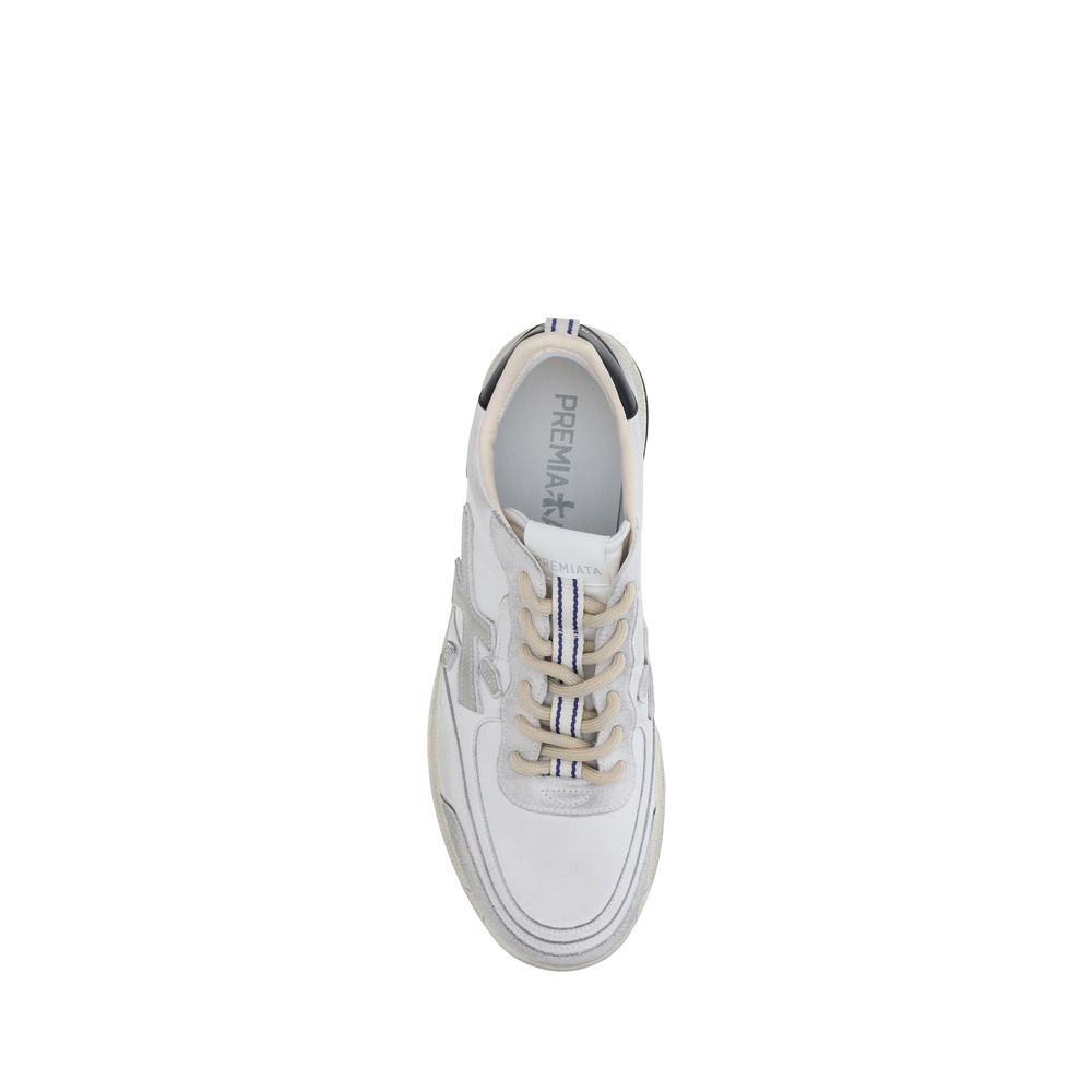 Premiata White Calf Leather Bos Taurus Low Top Sneakers - Image 4