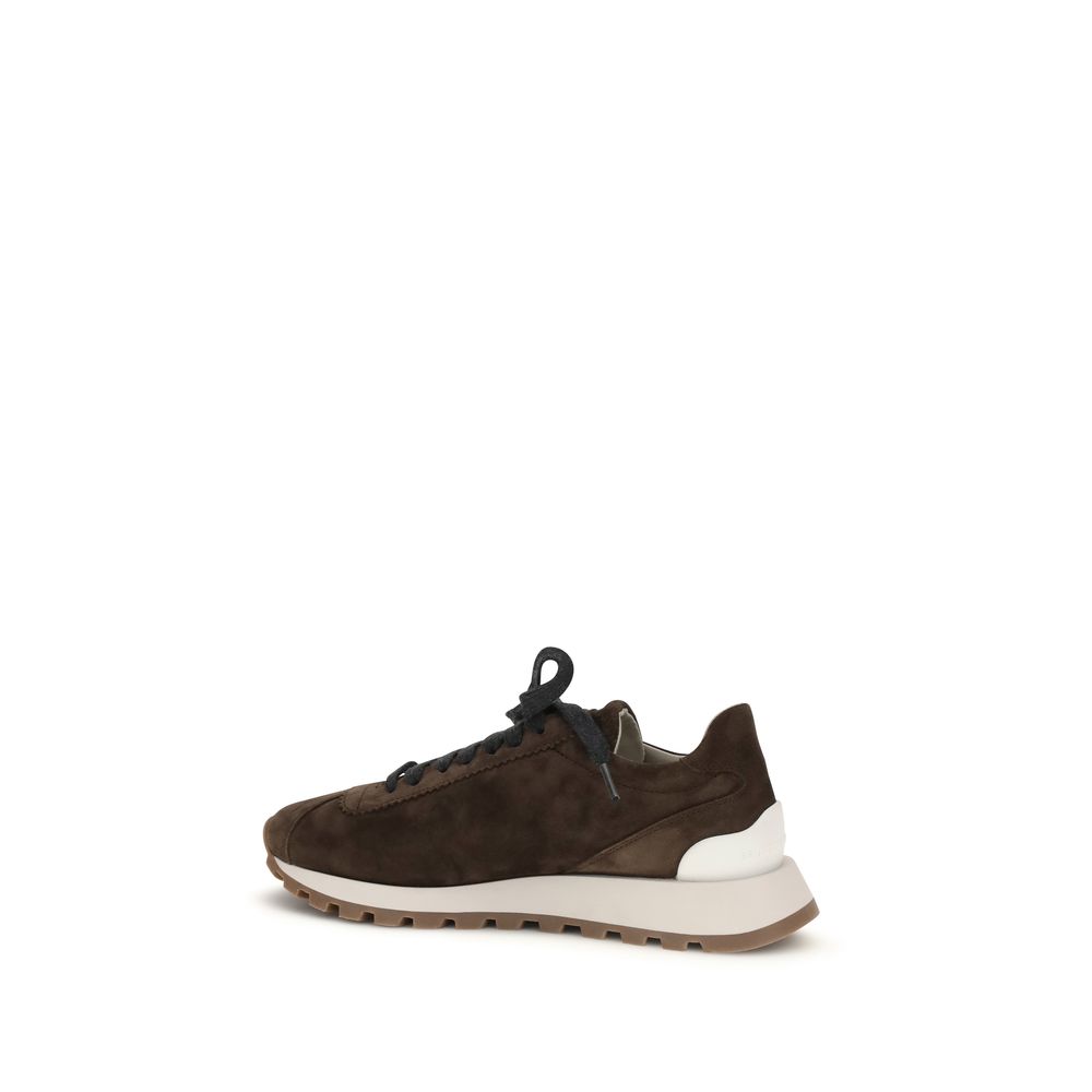 Brunello Cucinelli Brown Calf Leather Bos Taurus Athletic Sneakers - Image 3