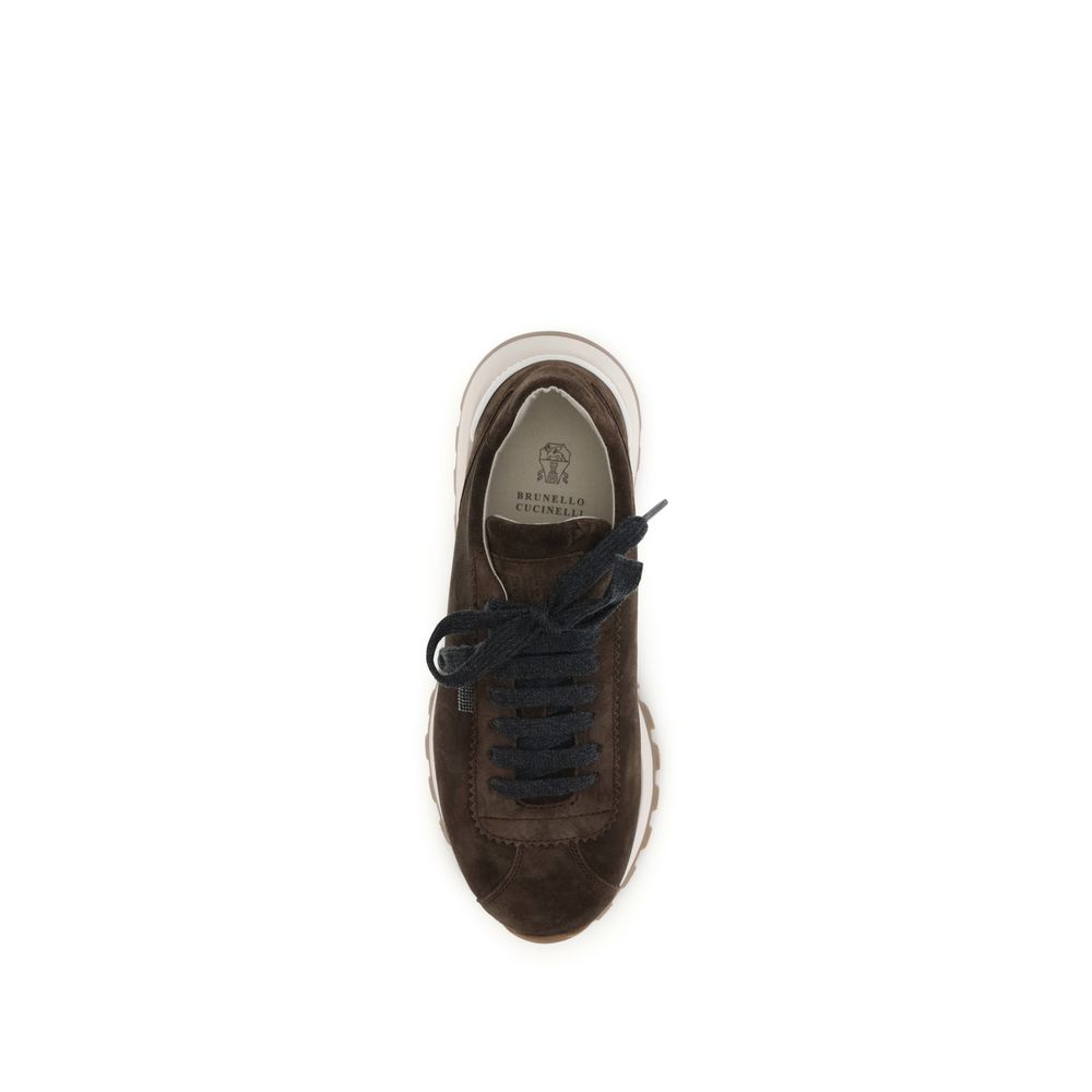 Brunello Cucinelli Brown Calf Leather Bos Taurus Athletic Sneakers - Image 4