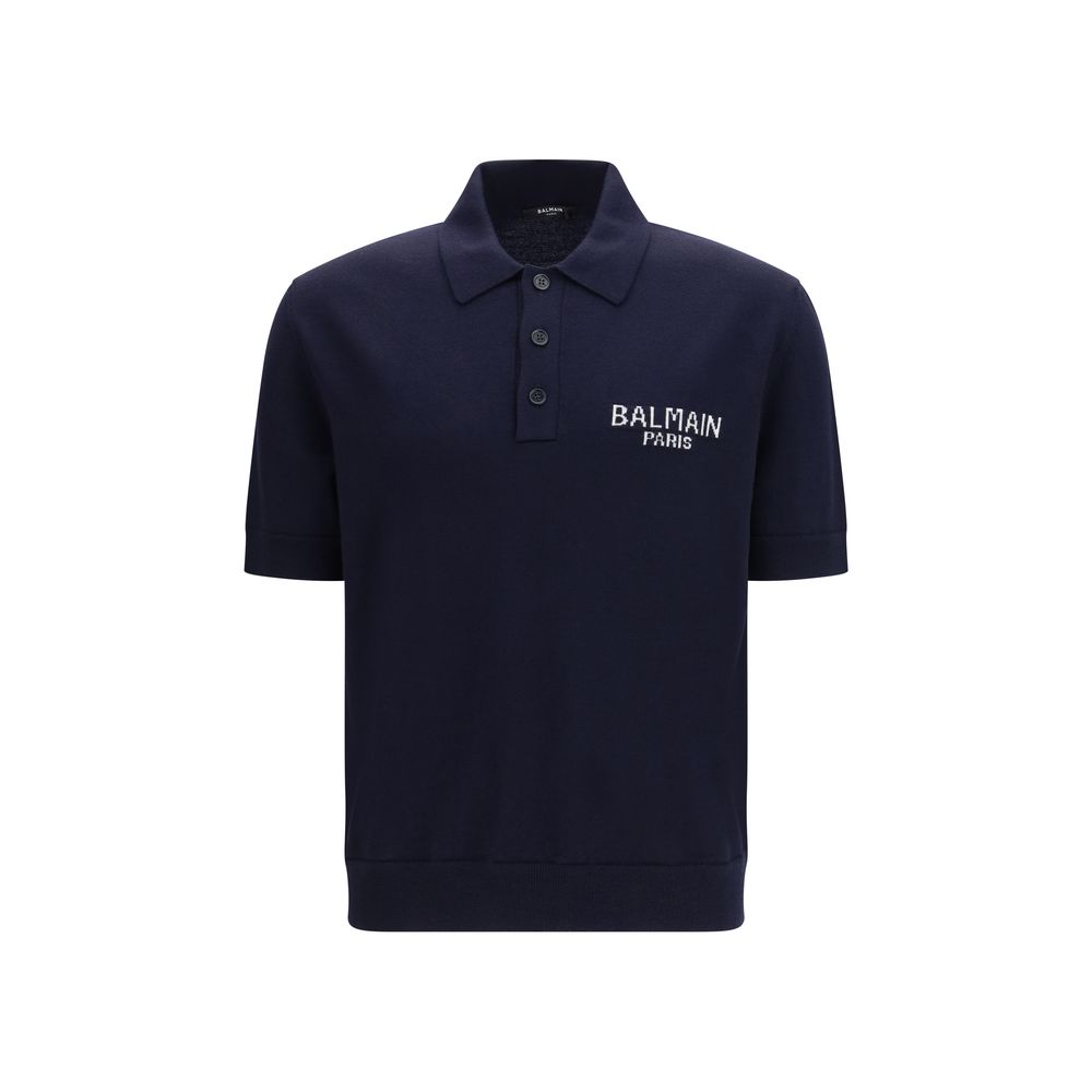 Balmain Blue Wool Oves Aries Polo Shirt