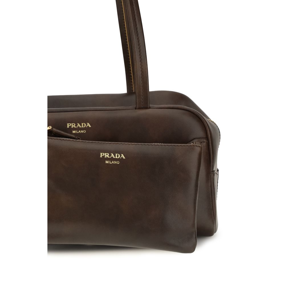 Prada Brown Calf Leather Bos Taurus Handbag - Image 4