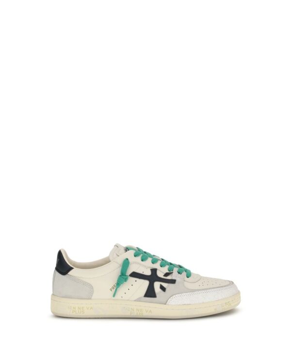 Premiata White Calf Leather Bos Taurus Low Top Sneakers