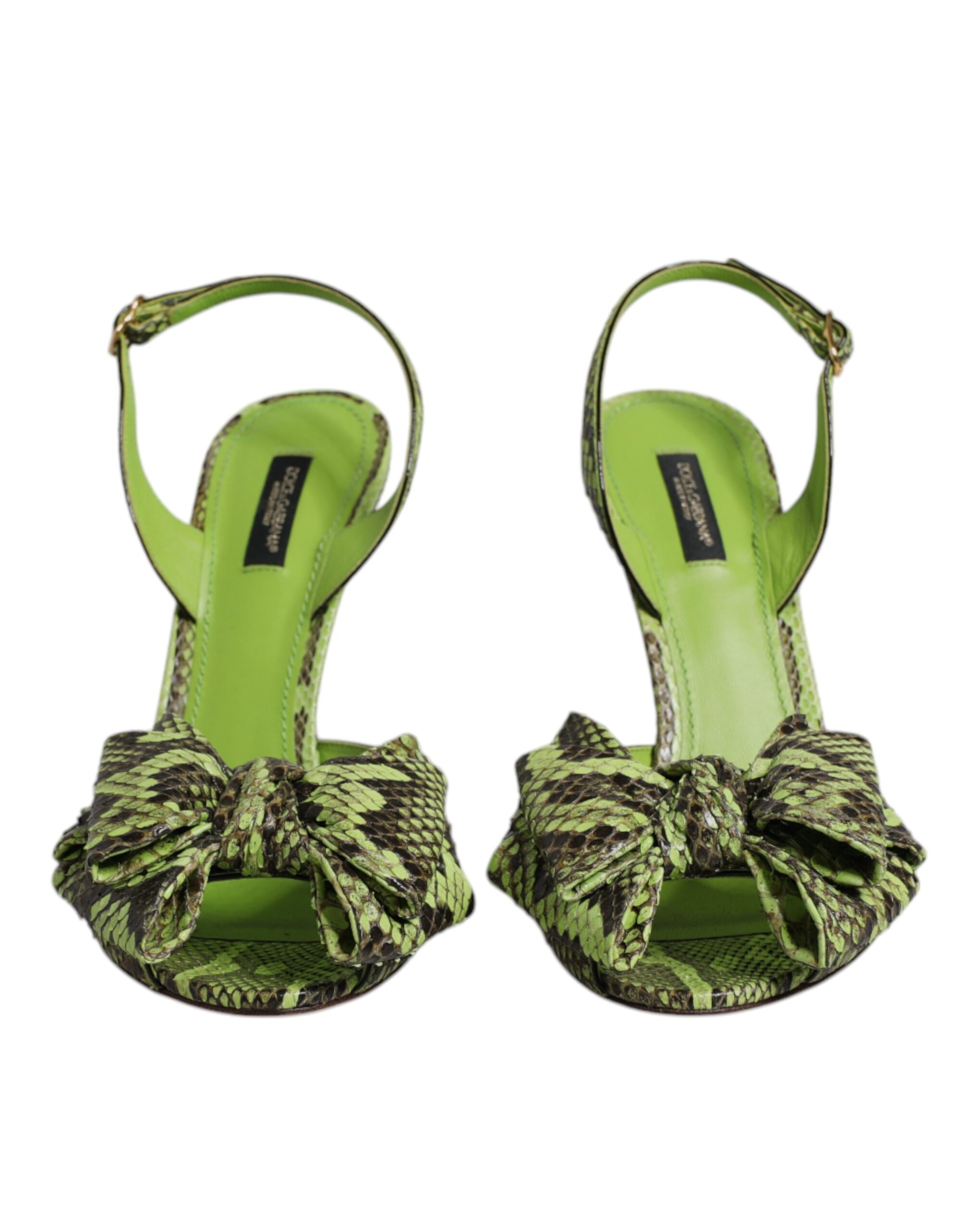 Dolce & Gabbana Green Python Leather Heels Sandals Shoes - Image 2