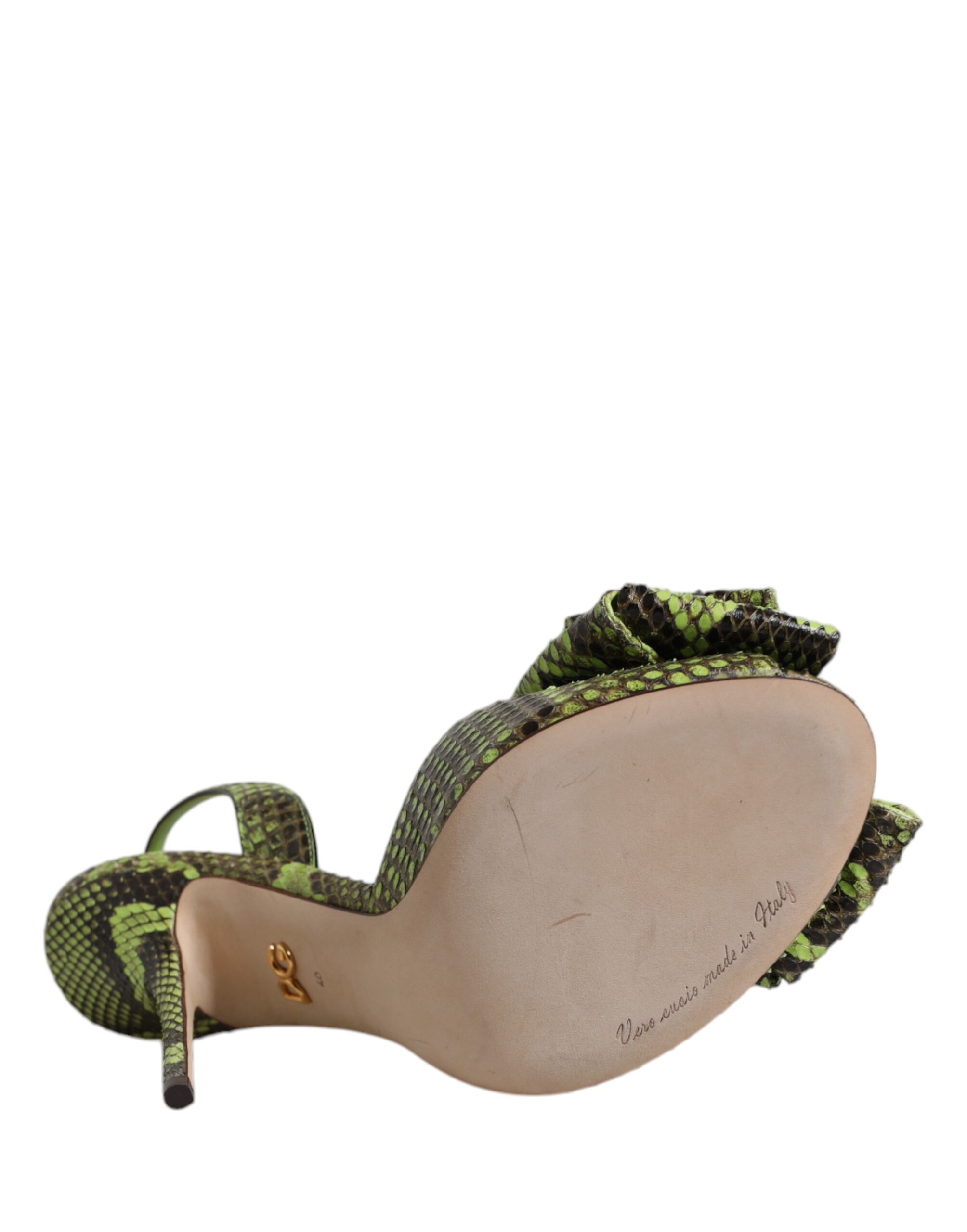 Dolce & Gabbana Green Python Leather Heels Sandals Shoes - Image 8