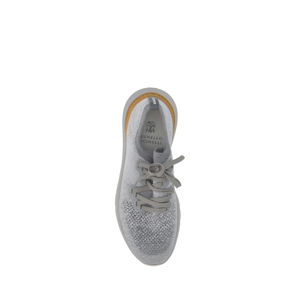 Brunello Cucinelli Gray Cotton Athletic Sneakers - Image 4