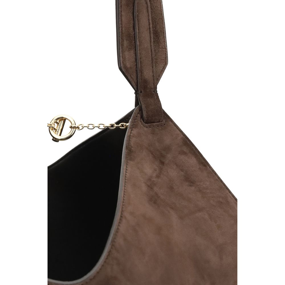 Khaite Brown Calf Leather Bos Taurus Shoulder Bag - Image 4