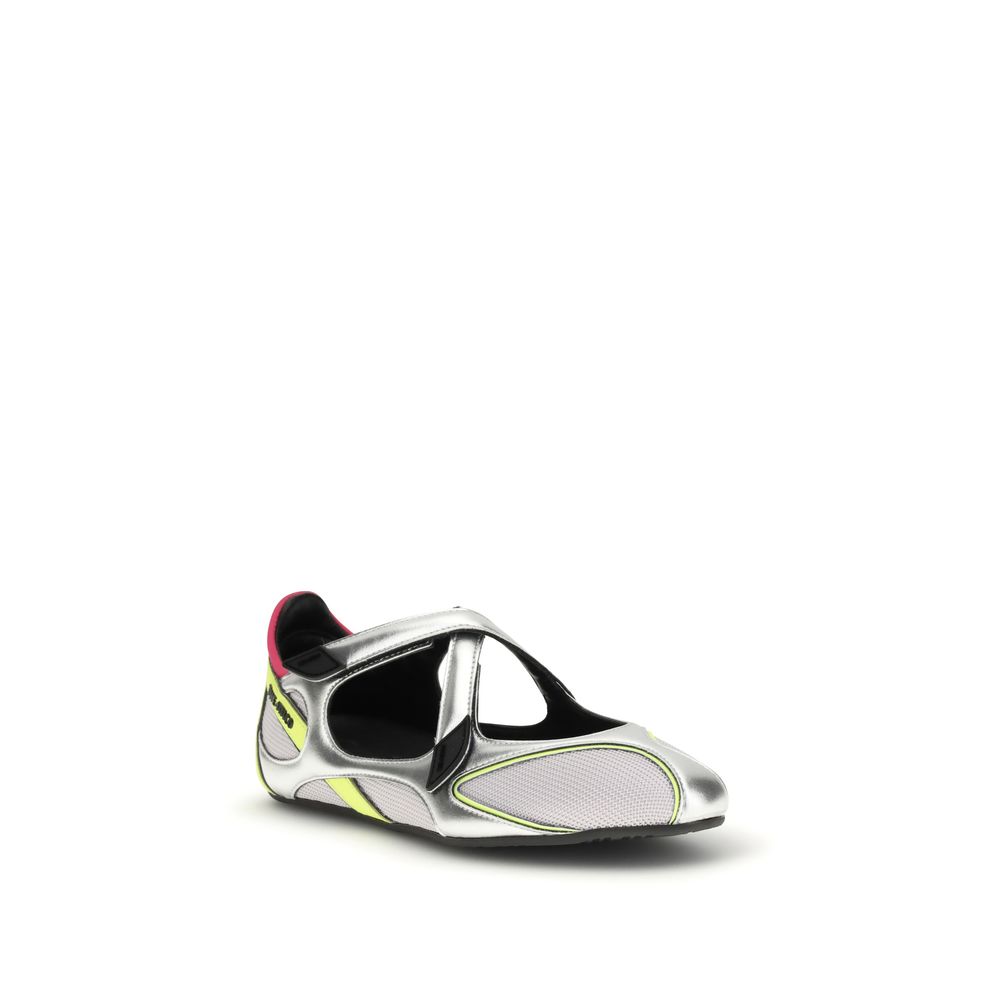 The Attico Silver Polyurethane Ballet Flats - Image 2