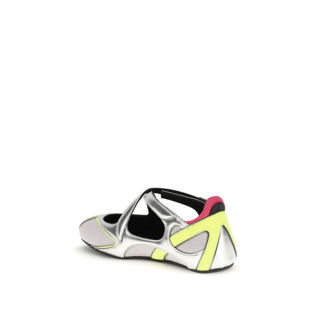 The Attico Silver Polyurethane Ballet Flats - Image 3