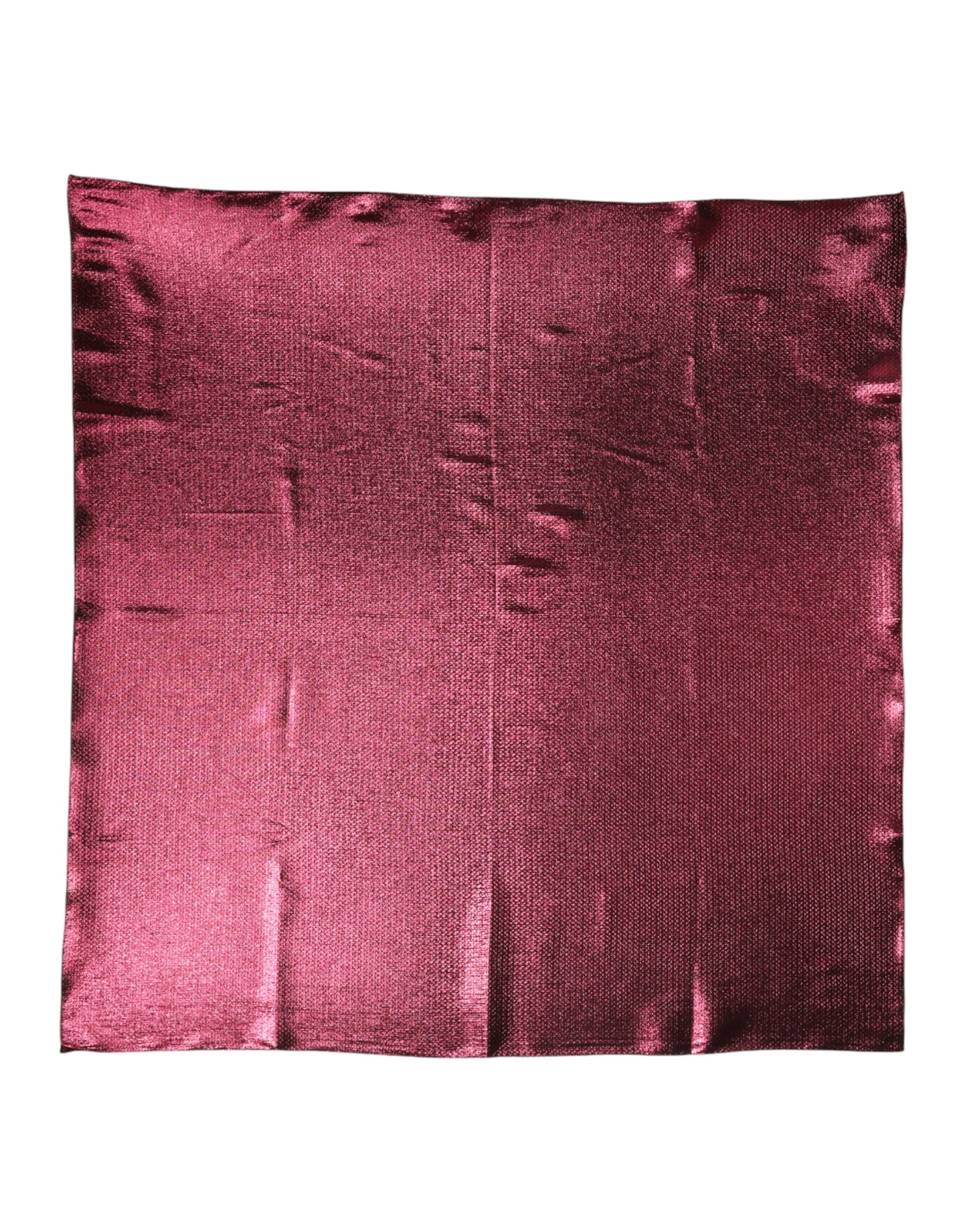 Dolce & Gabbana Metallic Pink Silk Square Foulard Scarf - Image 2