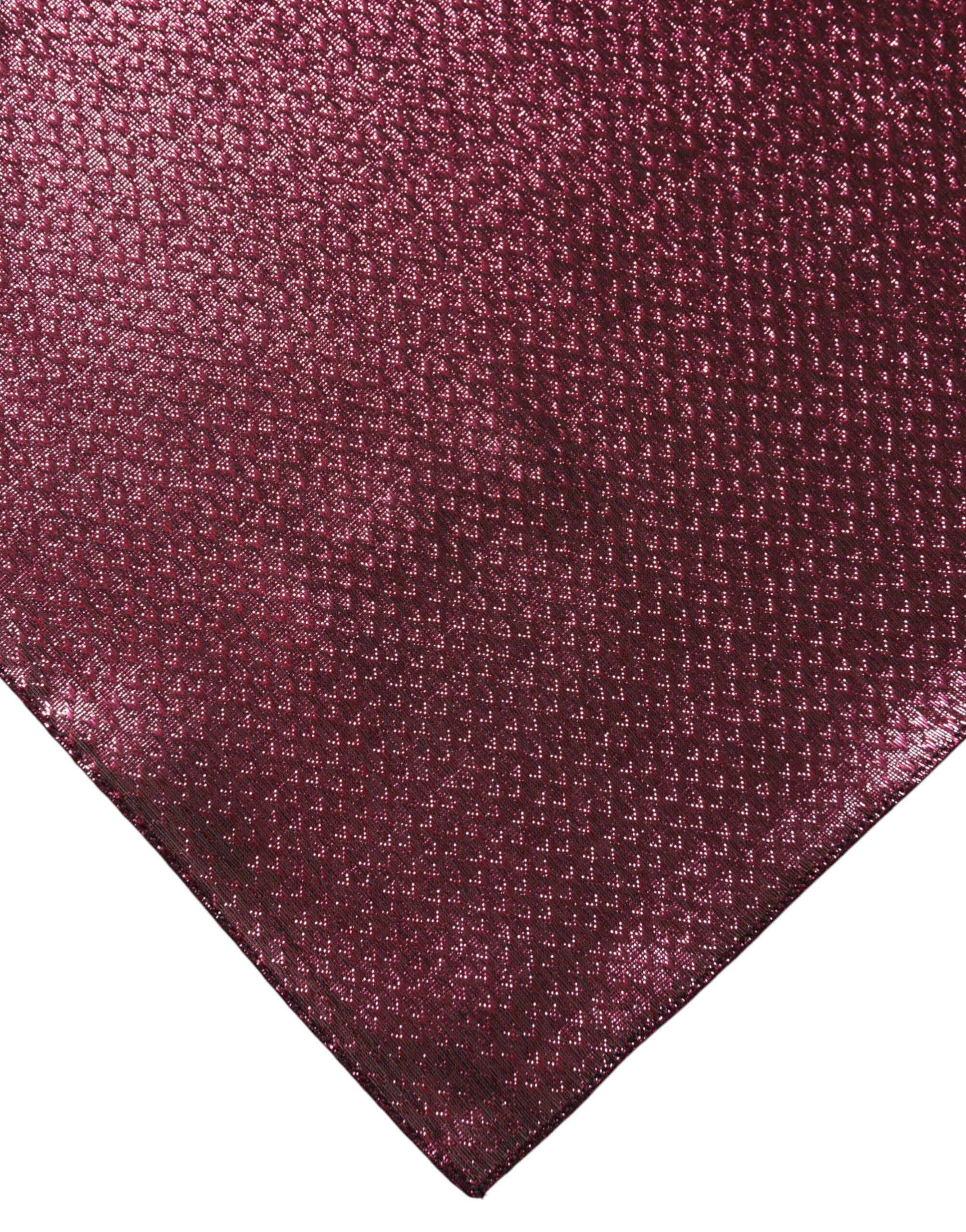 Dolce & Gabbana Metallic Pink Silk Square Foulard Scarf - Image 3