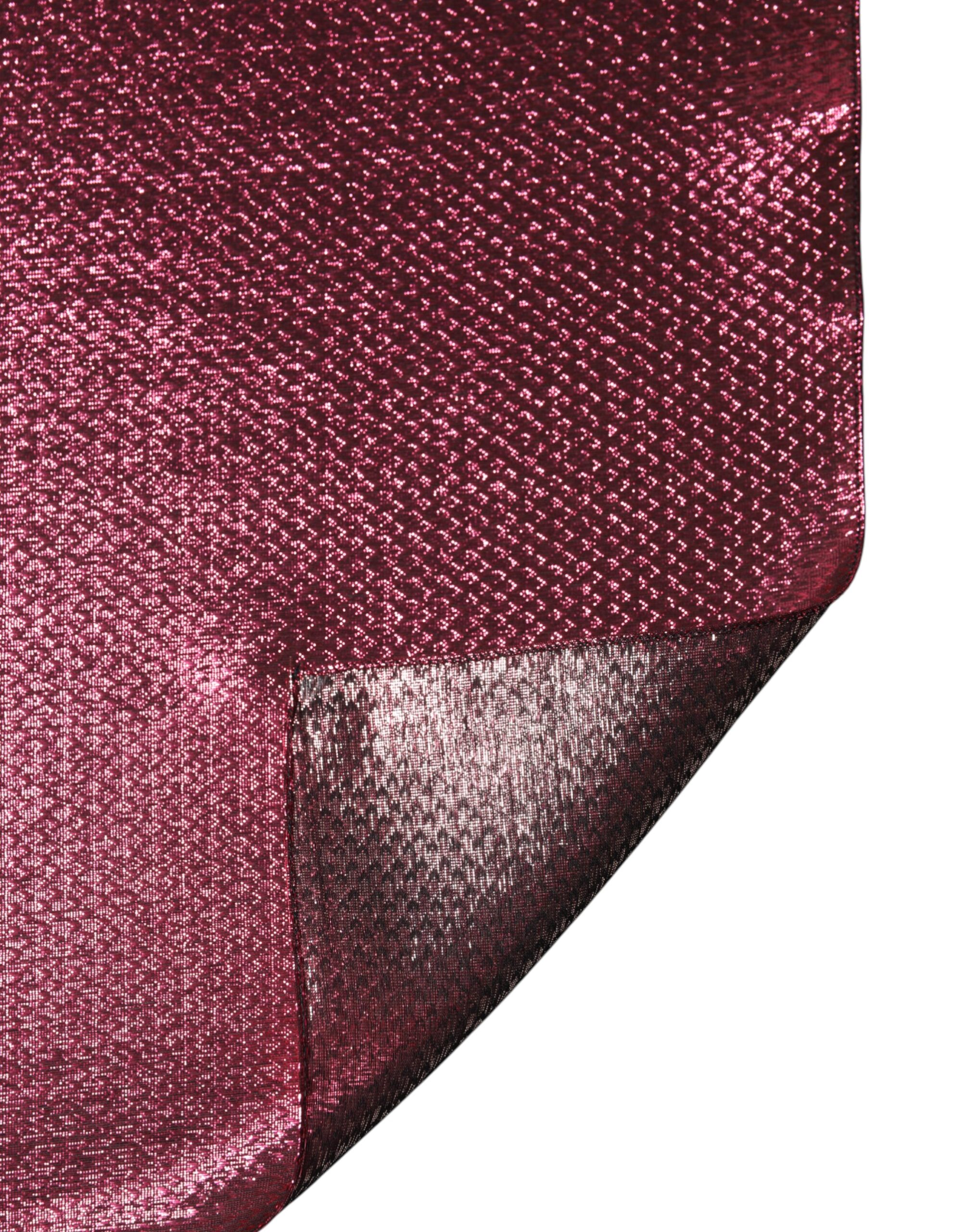 Dolce & Gabbana Metallic Pink Silk Square Foulard Scarf - Image 5