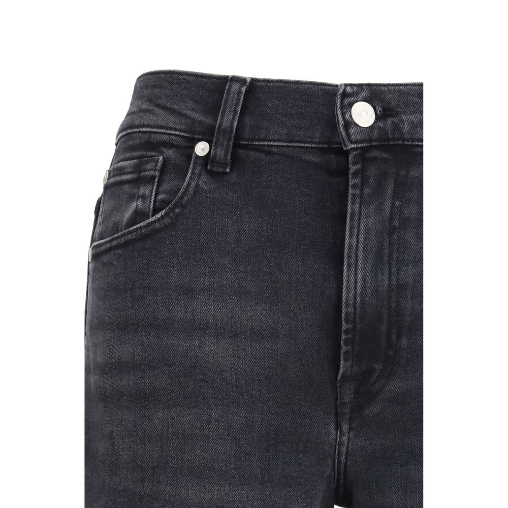 7FOR Black Cotton Straight-Leg Jeans - Image 3