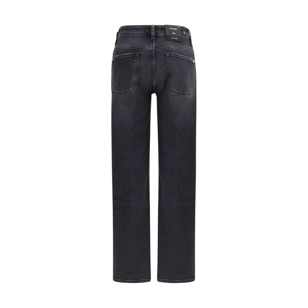 7FOR Black Cotton Straight-Leg Jeans - Image 2