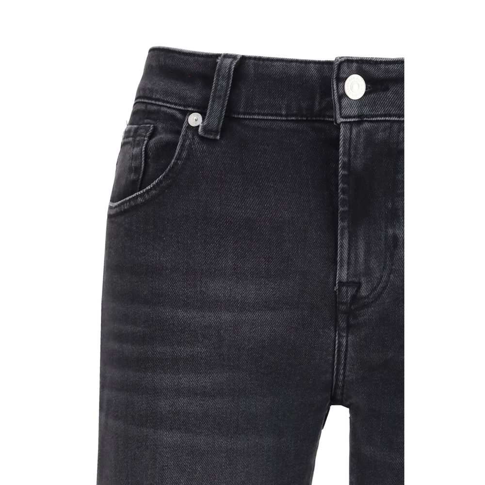 7FOR Black Cotton Straight-Leg Jeans - Image 3